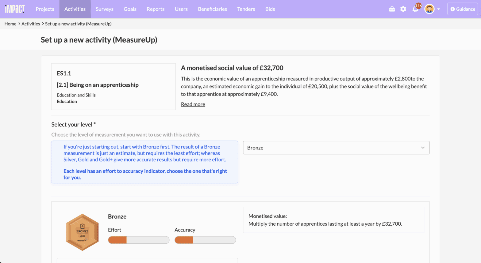 MeasureUp in Impact Reporting software